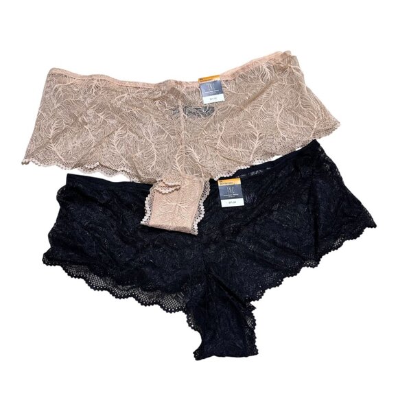 INC Intl Concept Plus Size 3X Lace Boyshort Panties (2) Pairs Frappe Black - NWT - Picture 1 of 6